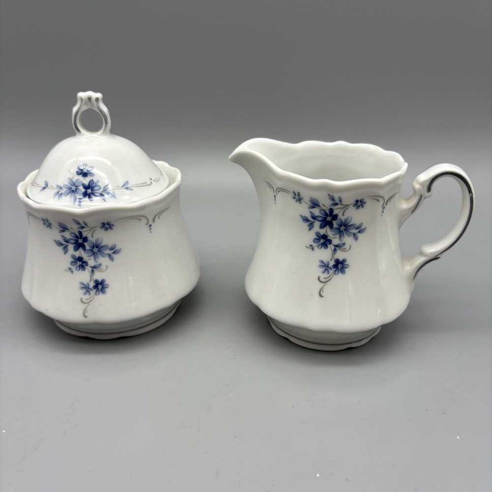 WINTERLING ROSLAU BAVARIA, CREAM & SUGAR Set Blue Flowers - Picture 1 of 7